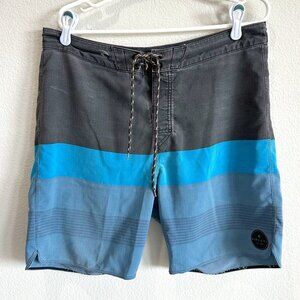 Rip Curl Mirage Blue & Gay Striped Swim Trunks Board Shorts